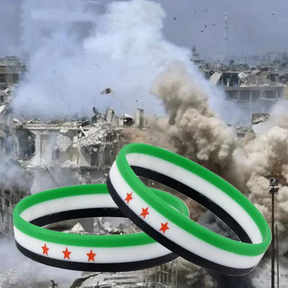 Syria Flag Silicone Bracelets For Men And Women Personalized Bracelets Sports Wrist Band Bangle Lightweight Band for Casual Vera Lux