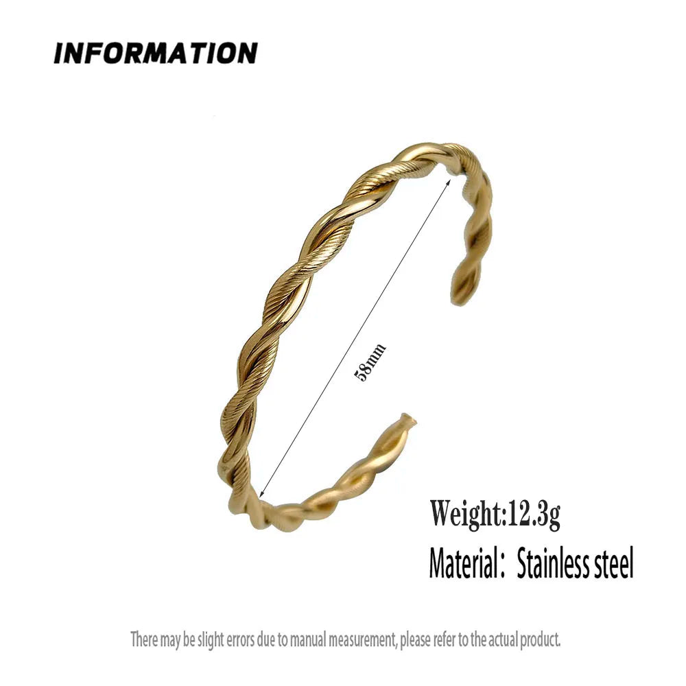 New double-layer wire-wrapped stainless steel gold-plated 18K bracelet, high-quality waterproof silver jewelry, gift for couples Vera Lux