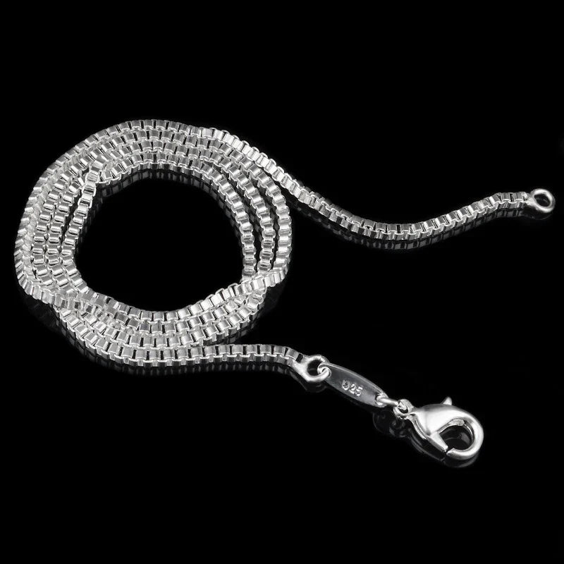 Aravant 925 Silver 2MM Box Chain Necklace Women Wedding Party Jewelry Vera Lux