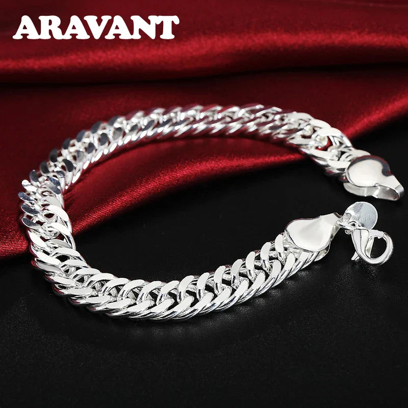 Aravant 925 Sterling Silver 6MM 7MM 10MM Chain Necklace Bracelet Set For Men Women Fashion Wedding Jewelry Vera Lux
