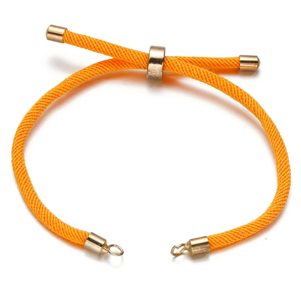 1pc Adjustable Nylon Braided Twisted Cords Slider Friendship Bracelets with Brass Cord End for Jewelry Making DIY Findings Vera Lux