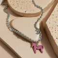 LATS White Black Green Blue Pink Color Enamel Colt Horse Pendant Necklaces for Women Silver Plated Alloy Beads Chain Chokers Vera Lux