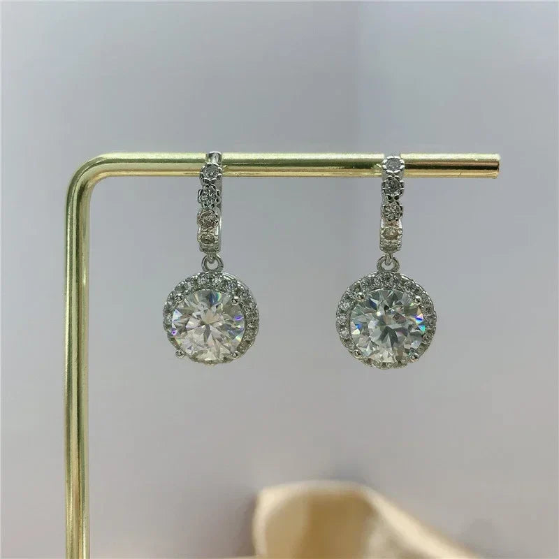NeeTim 3ct Moissanite Diamond Drop Earrings for Women Lab Diamond 925 Sterling Silver with Gold Plated Wedding Party Jewelry Vera Lux