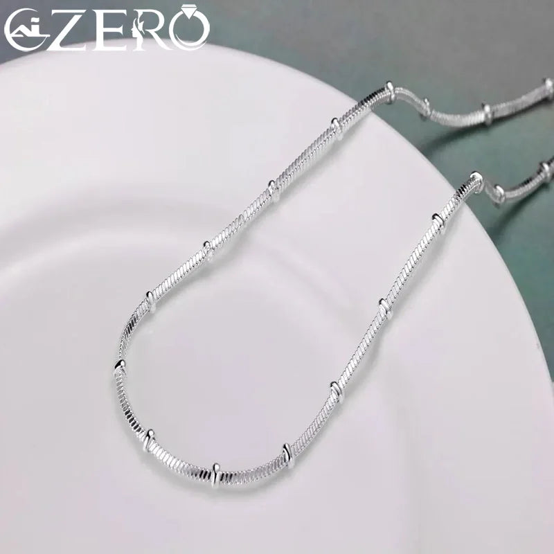 45-50cm 925 Sterling Silver Necklace Snake chain Beautiful Simple bead For Women wedding Fashion Jewelry Christmas Gifts Vera Lux