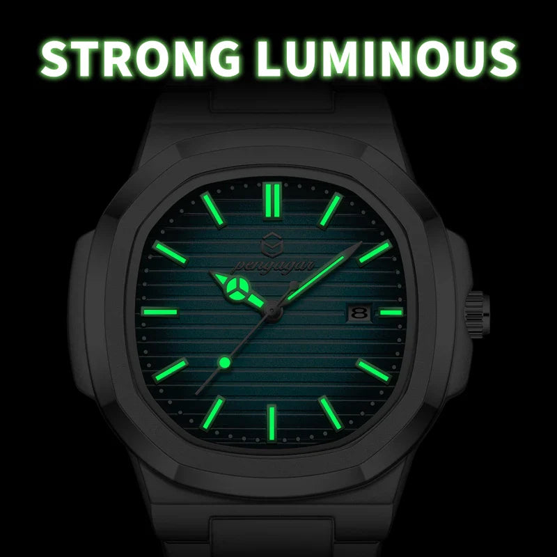 2026 New Luxury Military Man Watch Square Waterproof Luminous Date Week Men Watch Stainless Steel Quartz Men's Watches Reloj+box Vera Lux