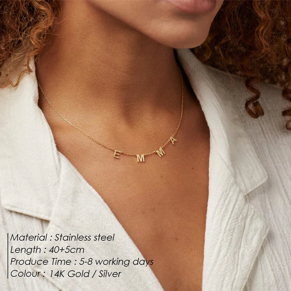 COLALA Customized Stainless Steel MAMA Name Necklace Custom Personalized Letter Choker Necklace Pendant Nameplate Gift Vera Lux