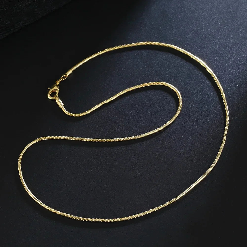 ALIZERO 18K Gold 2mm Snake Chain Necklaces 16/18/20/22/24/26/28/30 Inches Women Men Fashion Fine Jewelrys Gifts Vera Lux