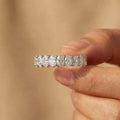 925 Sterling Silver Shiny Inlaid Oval Cubic Zirconia Ring for Women Simple Style Finger Accessories Wedding Party Trendy Jewelry Vera Lux