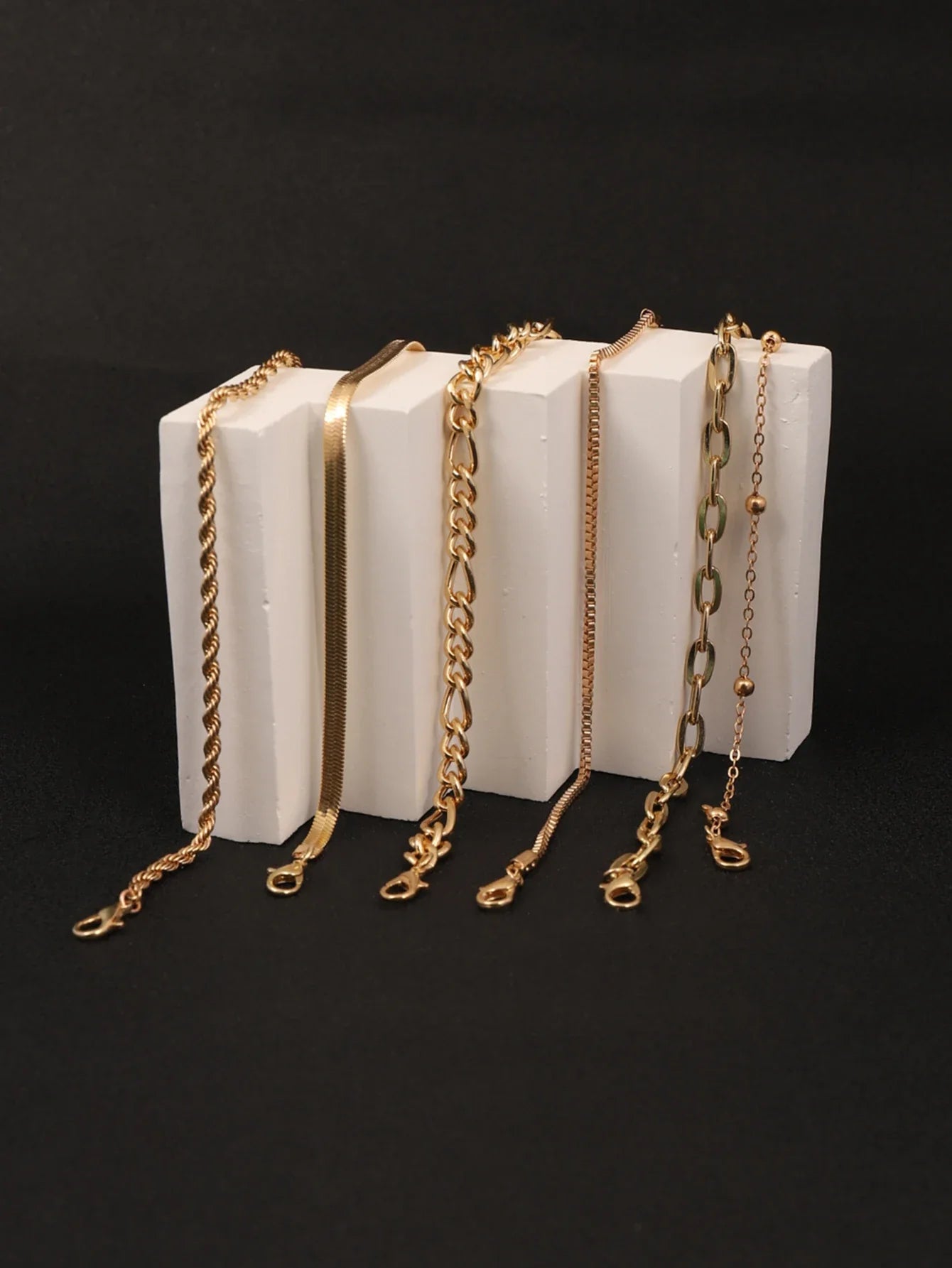 6Pcs Gold Color Bracelet Set Boho Retro Thick Twist Cuban Chain Bracelet for Women 2023 Trendy Quality Jewelry Gifts Vera Lux