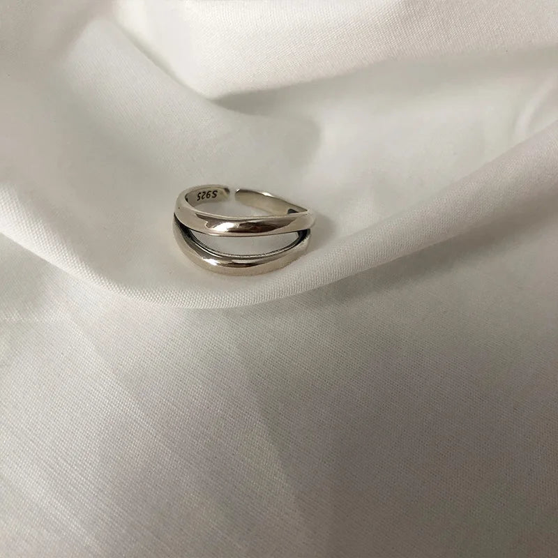 925 Sterling Silver Finger Rings New Fashion Creative Cross Hollow Chain Geometric Party Jewelry Gifts Vera Lux