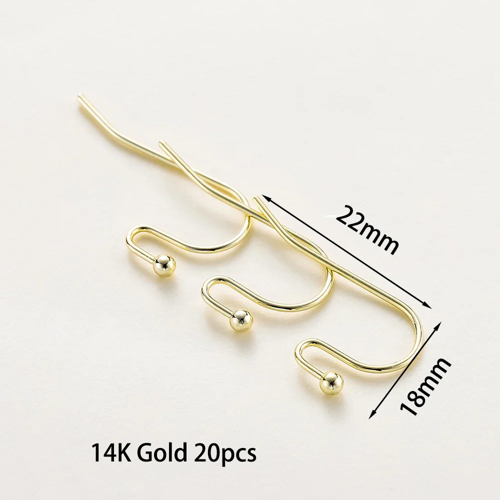 20pcs/lot 6 Styles 14K 18K Gold Plated Earring Wires With Ear Hook Earrings Clasp Findings Supplies For  DIY Jewelry Making Vera Lux