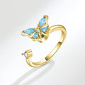 SMJEL Fidget Spinner Ring Anxiety for Women Multiple Crystal Flower Eye Butterfly Animal Ring Rotate Anti Stress Wedding Jewerly Vera Lux