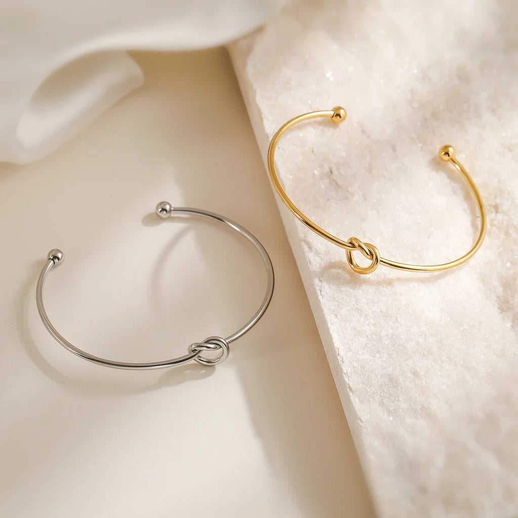 NEWBUY 2026 New Arrival Silver/Gold Color knot Design Bangles For Women Non-Fading Stainless Steel Jewelry Vera Lux