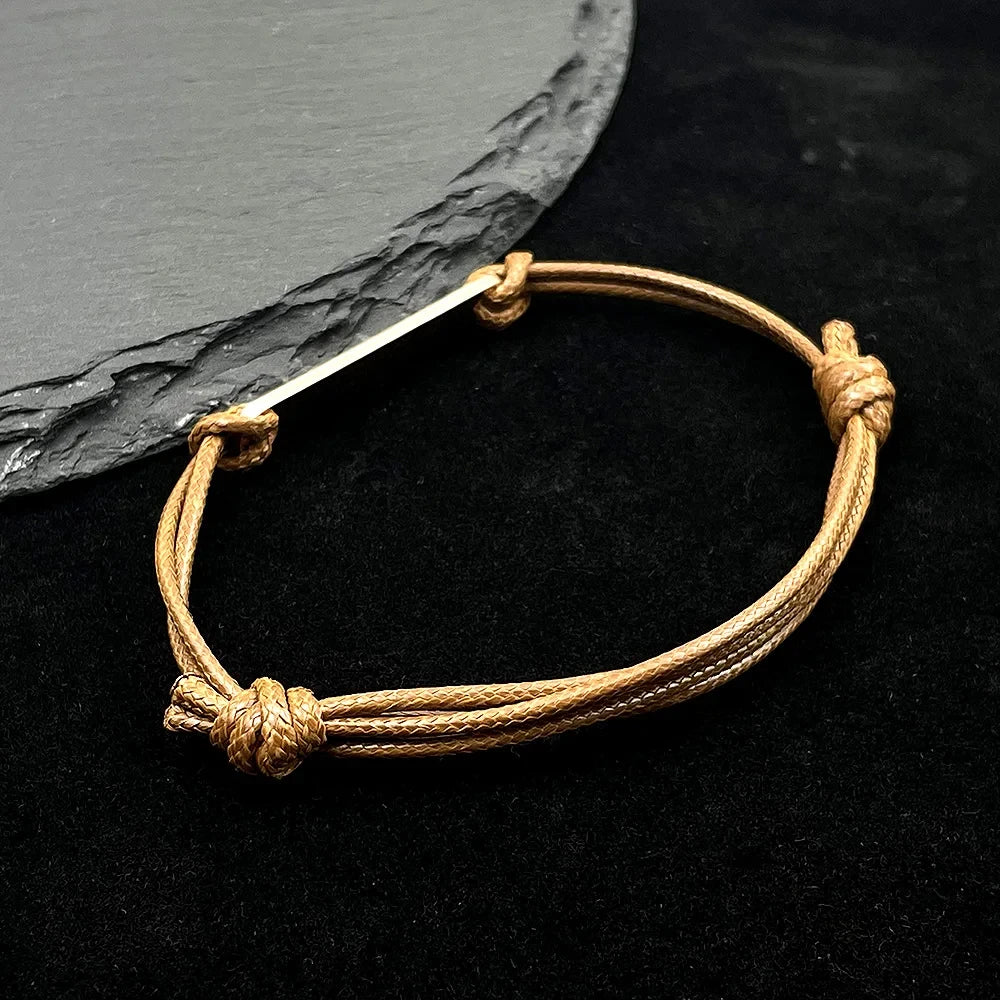 Personalized Custom Name Stainless Steel Bracelet Women Leather Rope Adjustable Bracelet Couple Bangle Valentine's Day Jewelry Vera Lux