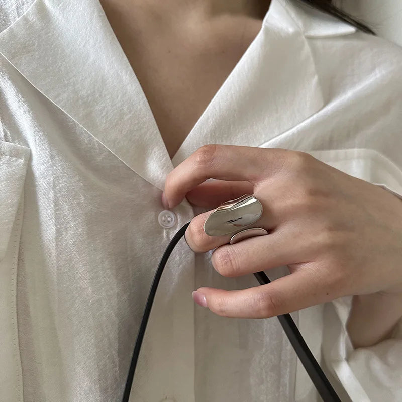 Minimalist Silver Color Cuff Rings for Women Couples New Fashion Creative Smooth Pattern Geometric Party Jewelry Gifts Vera Lux