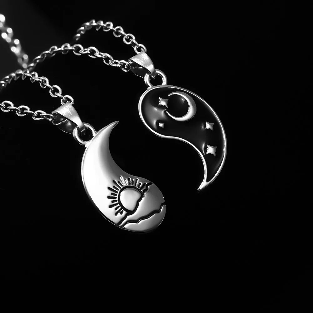 2 PCS Best Friends Necklace Jewelry Yin Yang Tai Chi Pendant Couples Paired Necklaces&Pendants Unisex Lovers Valentine's Gift Vera Lux
