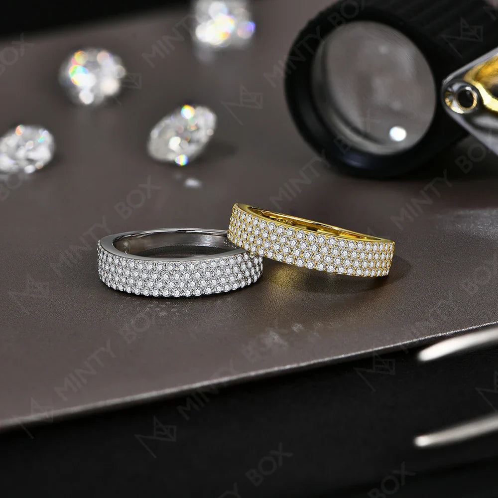 MINTYBOX Moissanite Wedding Band S925 Sterling Silver Ring for Women Lab Diamond Stackable Rings Engagement Fine Jewelry Gift Vera Lux