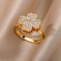 Zircon Tiny Heart Rings For Women Gold Color  Stainless Steel Opening Heart  Finger Femme Wedding Party Jewelry Gift 2024 Vera Lux