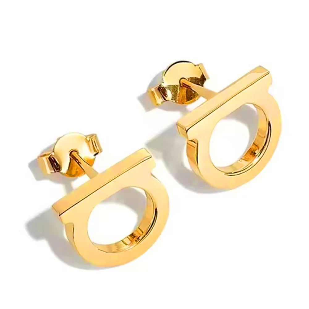 DOTIF Stainless Steel Simple Personalized Design Light Luxury Earrings Female D Letter Fashion Commuter Ear Jewelry Party Gifts Vera Lux
