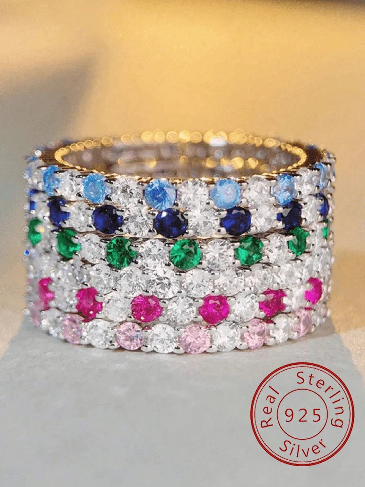 925 Sterling Silver Fashion Shiny 1.4mm Full Zircon Stackable Plain Ring For Women Daily Party Personalized Fine Jewelry Vera Lux
