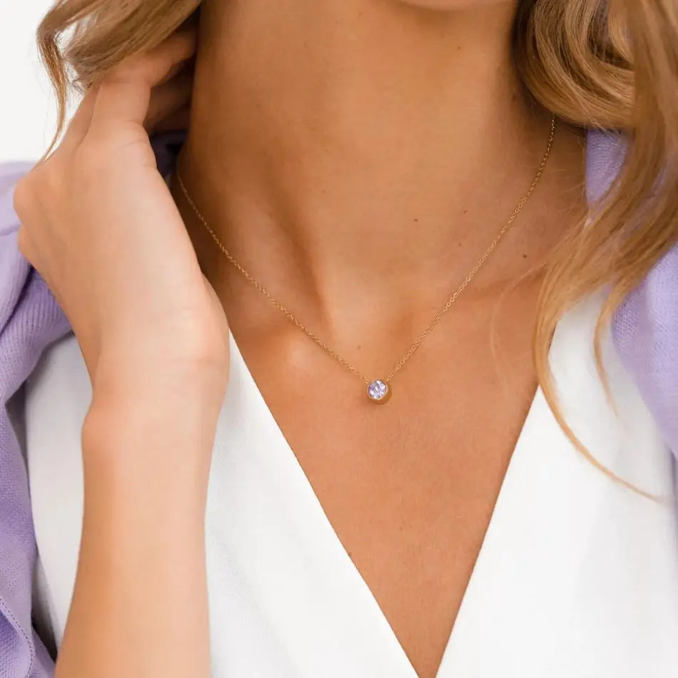 Classic Stainless Steel Necklace Women Designer Luxury Jewelry Gold Color Bride Statement 12 Birthstone Necklace Vera Lux