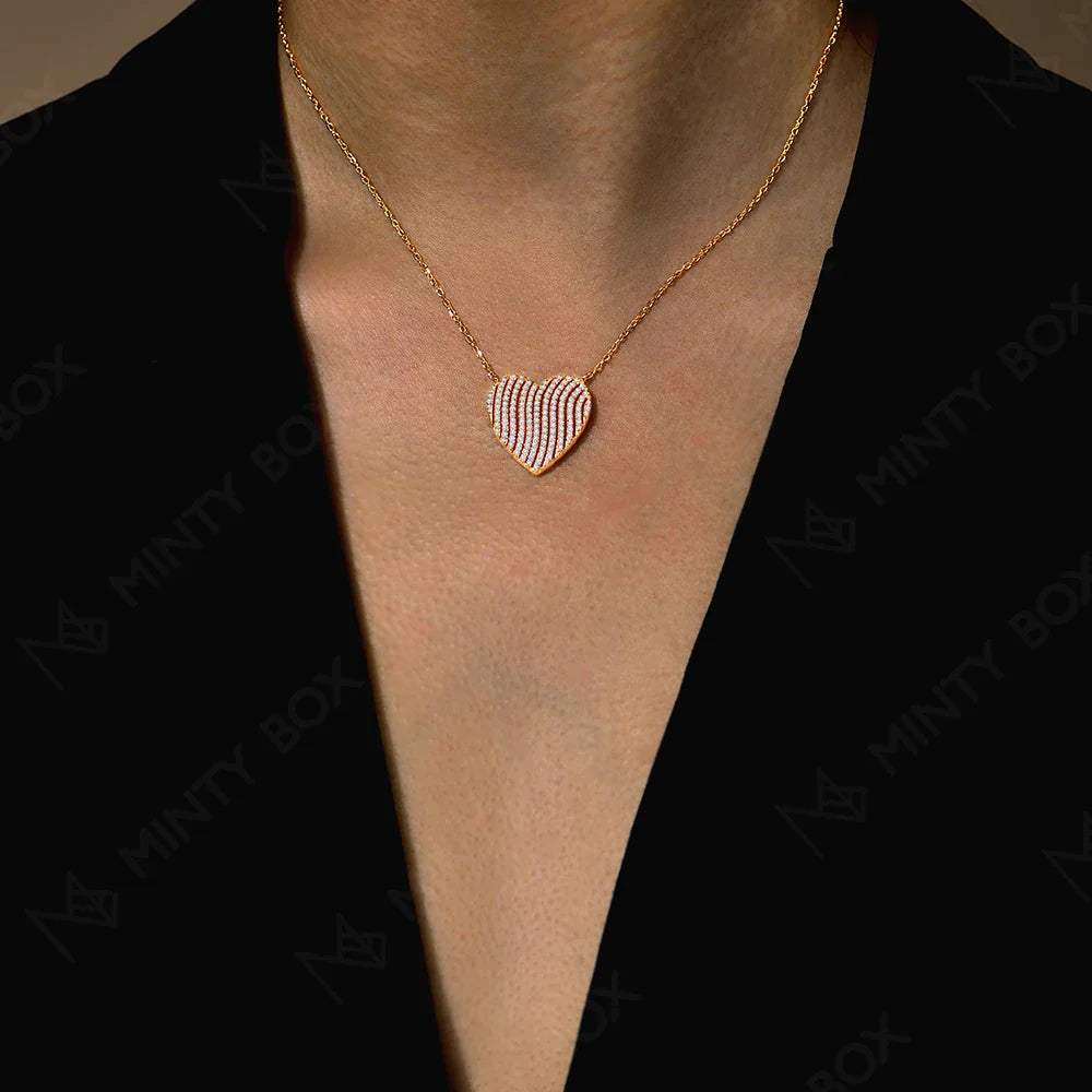MINTYBOX 18K White Gold Plated Heart Shaped Diamond Pendant S925 Silver Moissanite Adjustable Necklace Jewelry Gift for Her Vera Lux