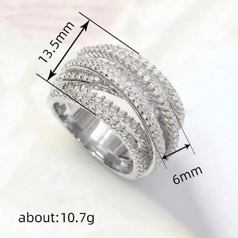 925 Sterling Silver Classic Vintage Line Wrap Zircon Ring For Women Party Luxury Fashion High Quality Fine Jewelry Hot Sales Vera Lux
