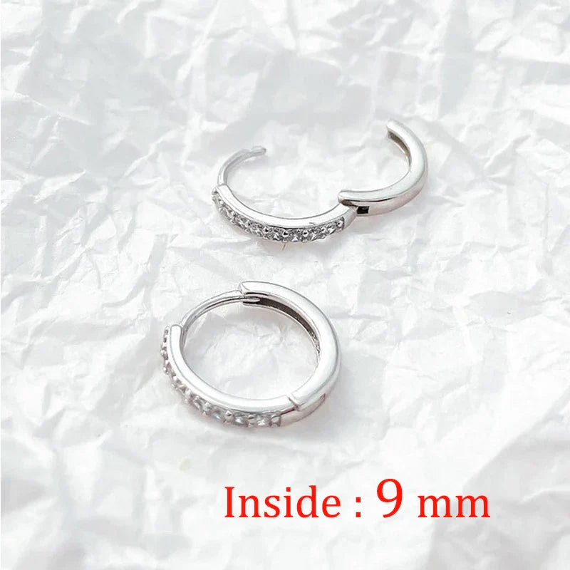 2PCS Stainless Steel Minimal Crystal Zirconia Hoop Earrings Gold Silver Color Small Huggie Cartilage Earring Piercing Jewelry Vera Lux