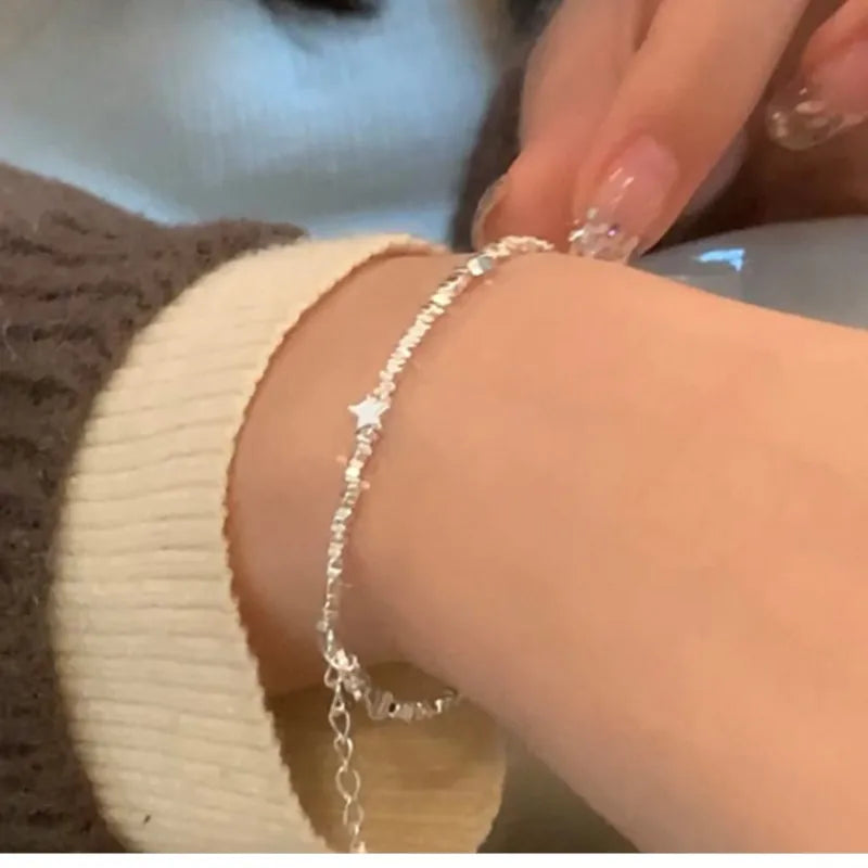 925 Sterling Silver Star Bead Bracelet For Women Fragmented Silver Sweet Romantic Versatile Trend Jewelry Gifts Dropshipping Vera Lux