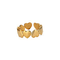 Stainless Steel Heart Rings For Women Opening Adjustable Gold Color Heart Ring Wedding Couple Christmas Jewelry Party Gifts Vera Lux