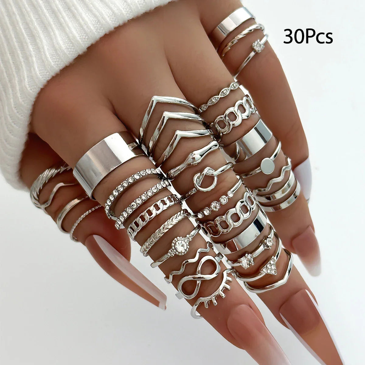 30Pcs Bohemian Geometric Knuckle Rings Set For Women Gold Silver Color Finger Ring Girls Fashion Party Jewelry Accessories Vera Lux