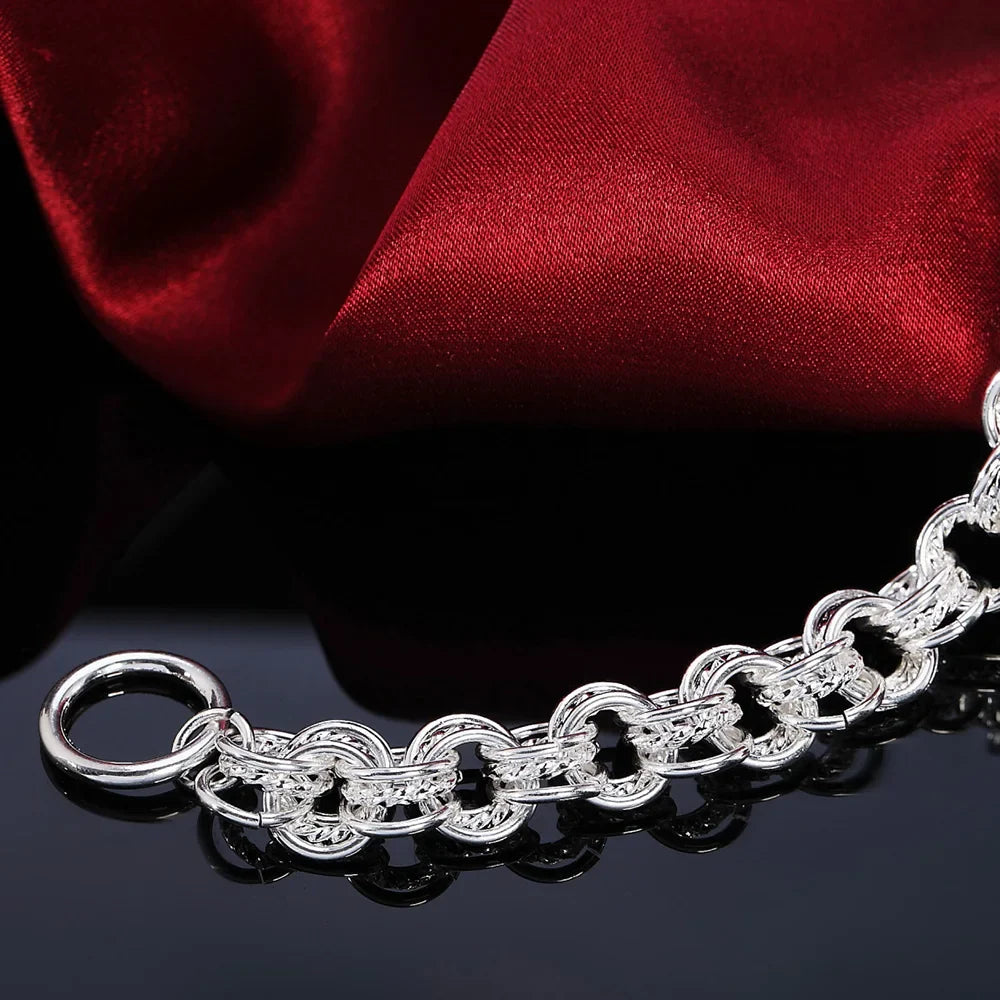 Fashion 925 Sterling Silver Ring Round Bracelets For Women Men Wedding Luxury Quality Jewelry Vera Lux