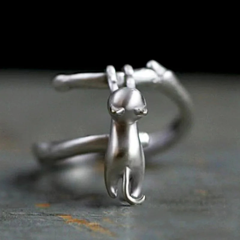 925 Sterling Silver Cat Branch Adjustable Rings For Women Wedding High Quality Jewelry Accessories Jewellery Argent 925 Vera Lux