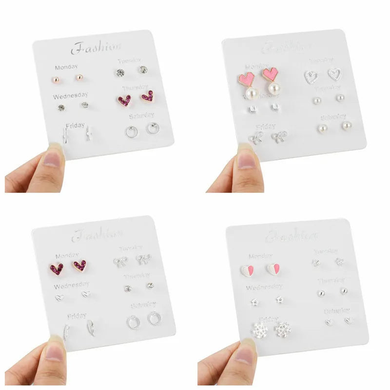 New S925 Silver Needle Stud Earrings Set for Women Girls Simple Cute Exquisite Mini Earrings Jewelry Gift Wholesale Direct Sales Vera Lux