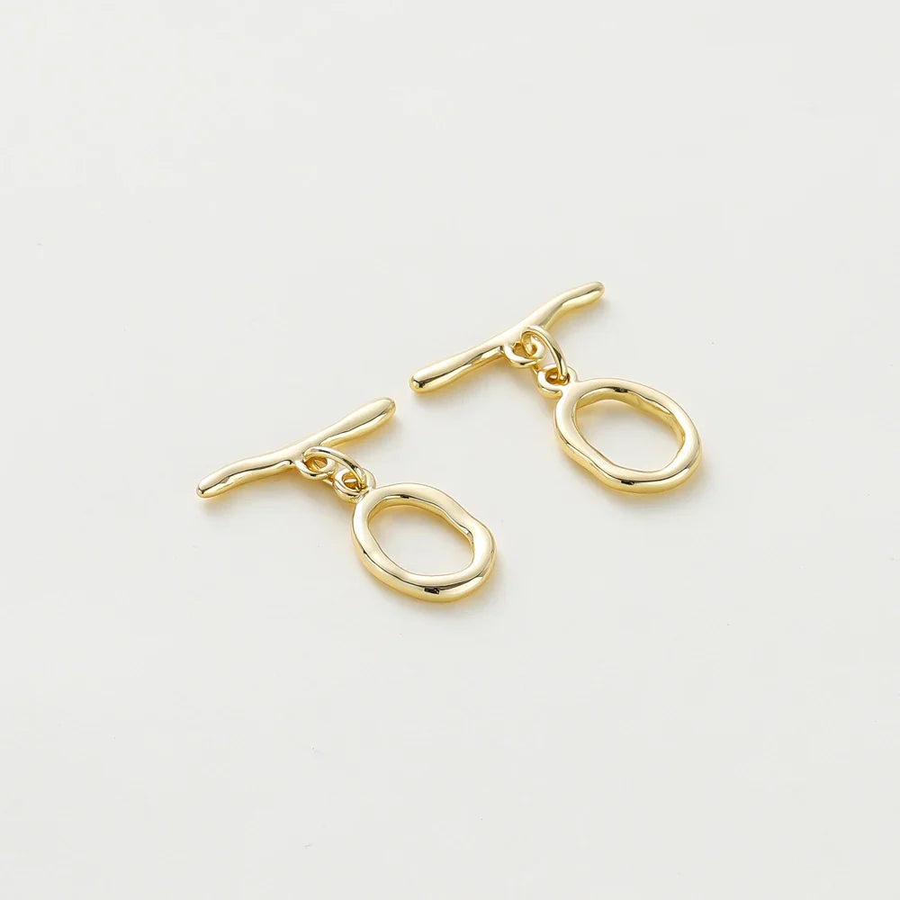4 Sets 14K/18K Gold Color Plated Brass O Toggle Clasps Connector for DIY Bracelet Necklace Jewelry Making Findings Accessories Vera Lux