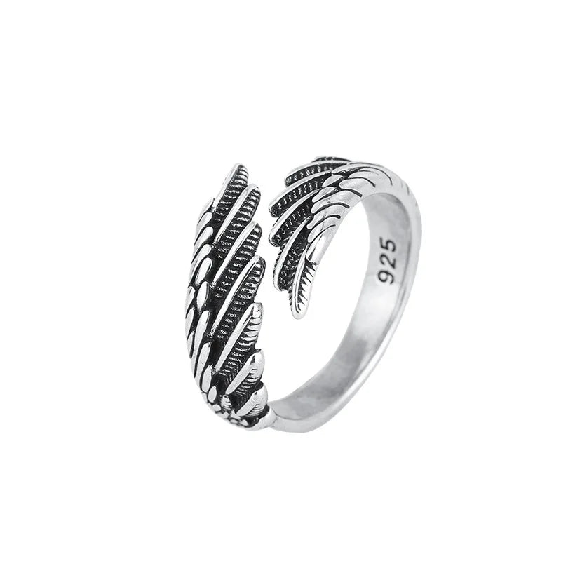 925 Sterling Silver Angel Wing Feather Adjustable Rings For Women Engagement Wedding Luxury Jewelry Accessories Jewellery Vera Lux