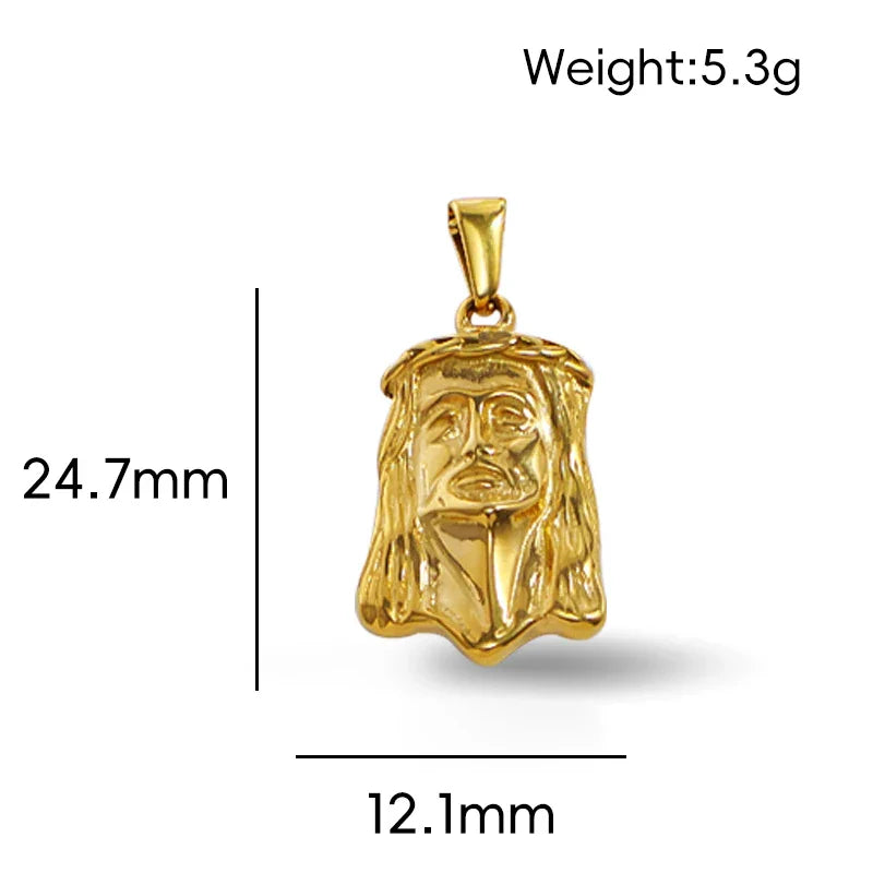 18K Gold Plated Stainless Steel Jesus Pendant - Classic Hip Hop Style, Ideal Men's Gift for Daily Wear Vera Lux