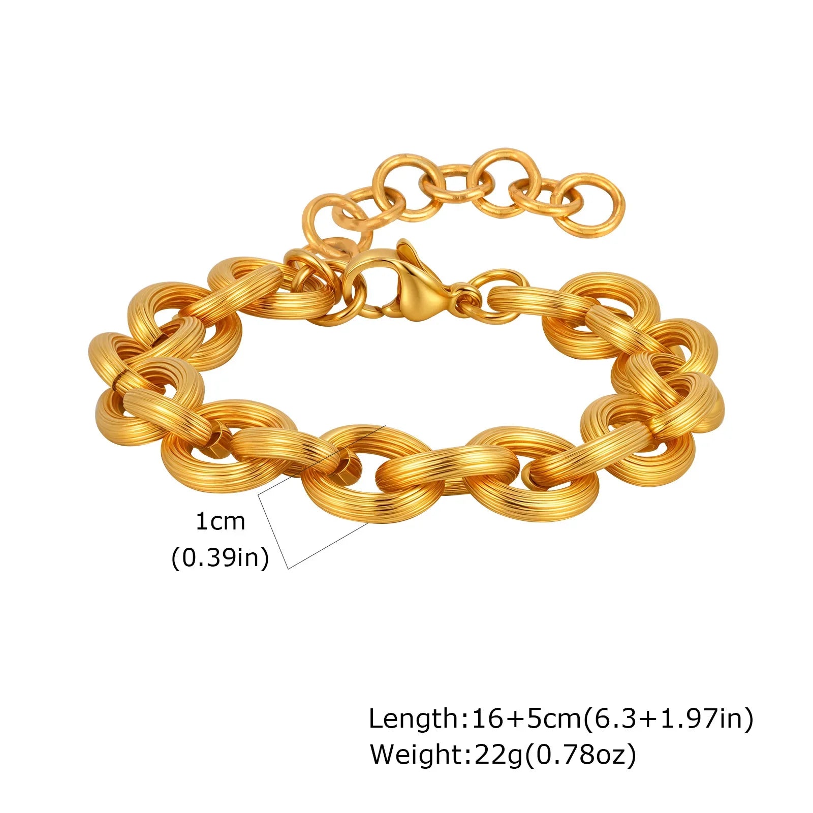 Chunky Stainless Steel Link Chain Bracelet For Woman, Gold Plated Layering Bracelets Wristband Waterproof Jewelry Vera Lux
