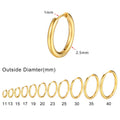 Minimalist Circle Hoop Earrings for Women, Simple Stainless Steel Round Huggies Earring Vera Lux