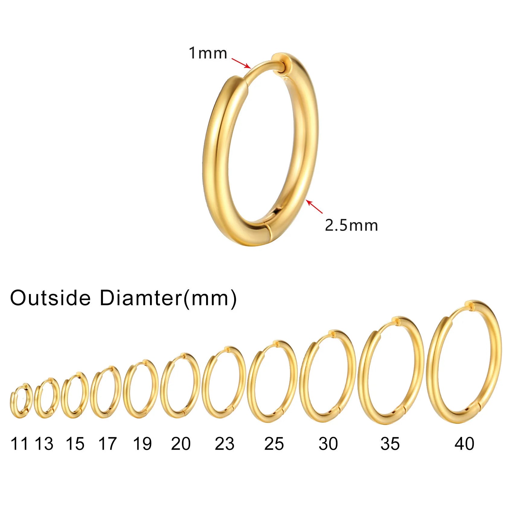 Minimalist Circle Hoop Earrings for Women, Simple Stainless Steel Round Huggies Earring Vera Lux