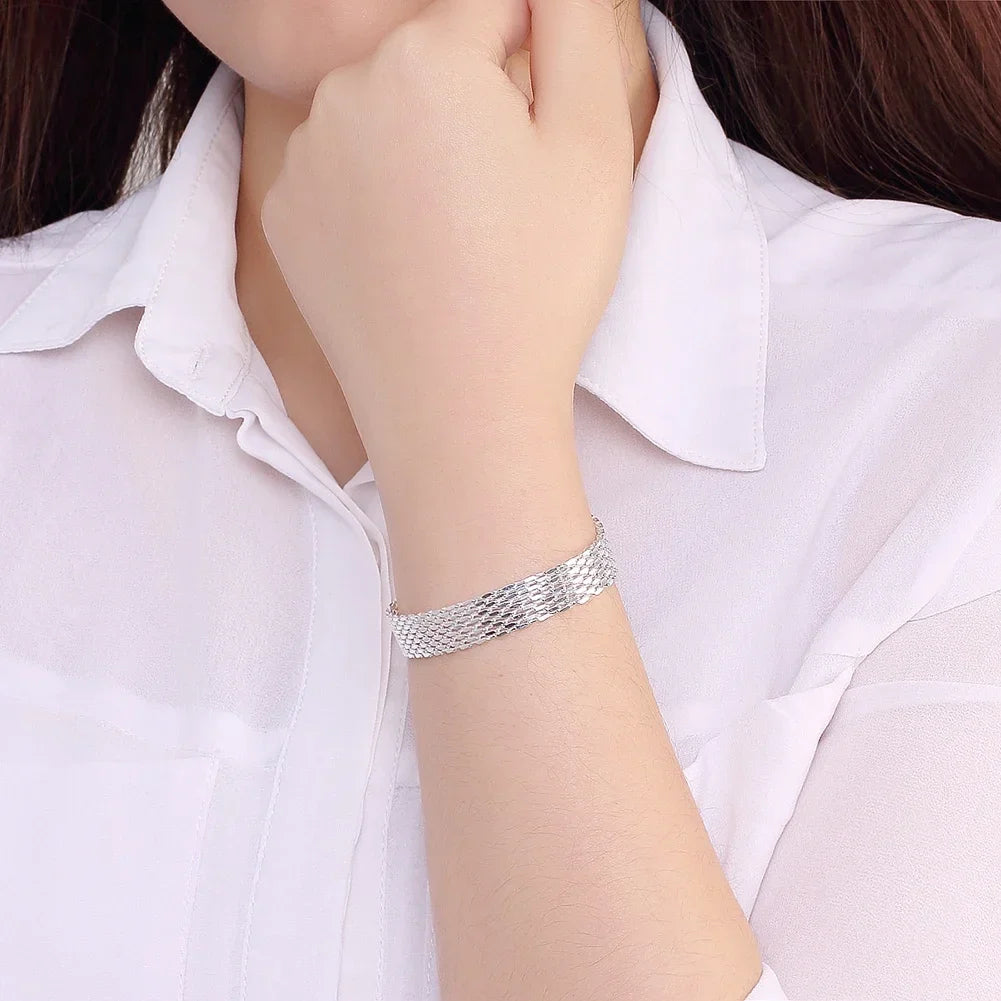 Hot new 925 sterling silver Bracelets for women Exquisite fashion weaving chain  Wedding party Christmas gifts Jewelry Vera Lux