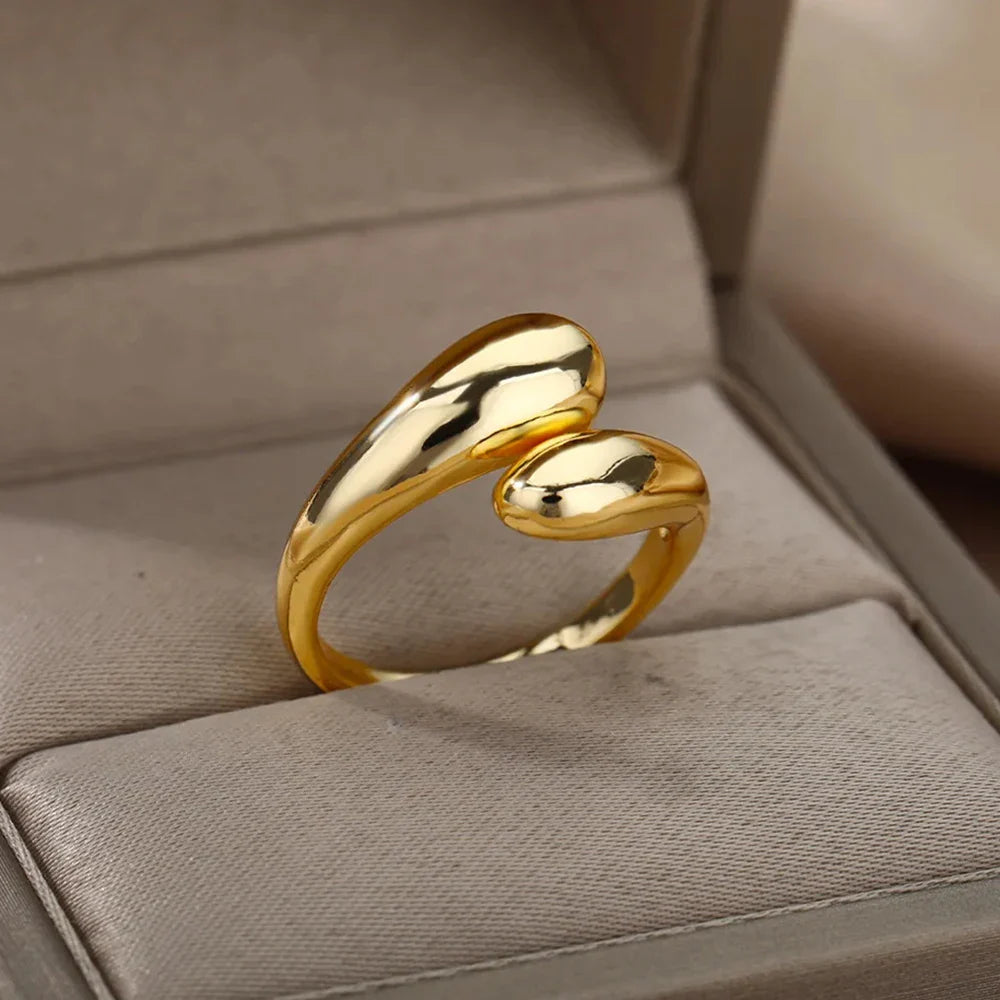 Anti-Stress Rotating Beads Rings for Women Men Gold Color Stainless Steel Double Smooth Beads Finger Ring Party Jewelry Gift Vera Lux