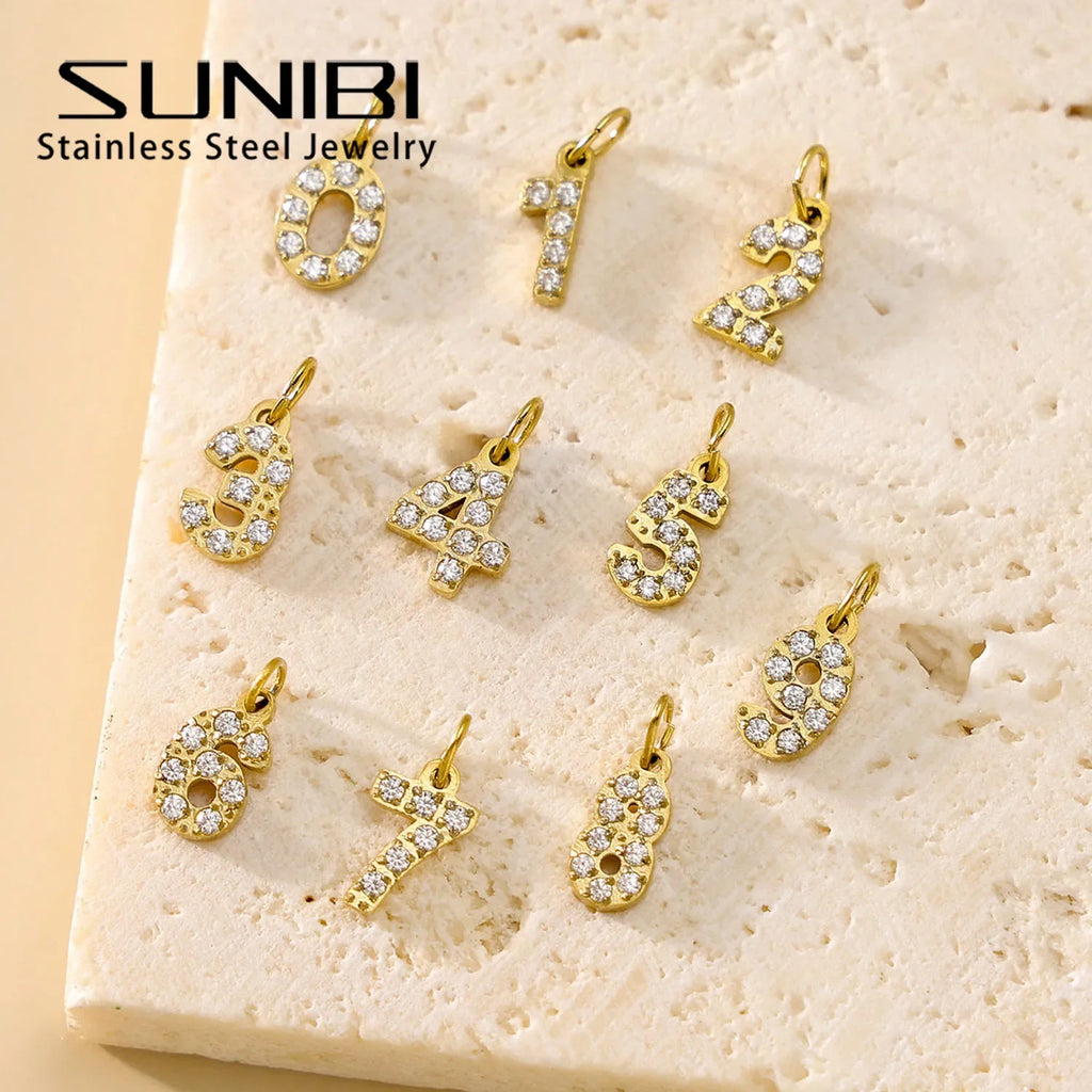 SUNIBI Stainless Steel DIY 26 Initial Pendant for Women Zircon Alphabet Charm Jewelry Making Anniversary Gift Customizable Name Vera Lux