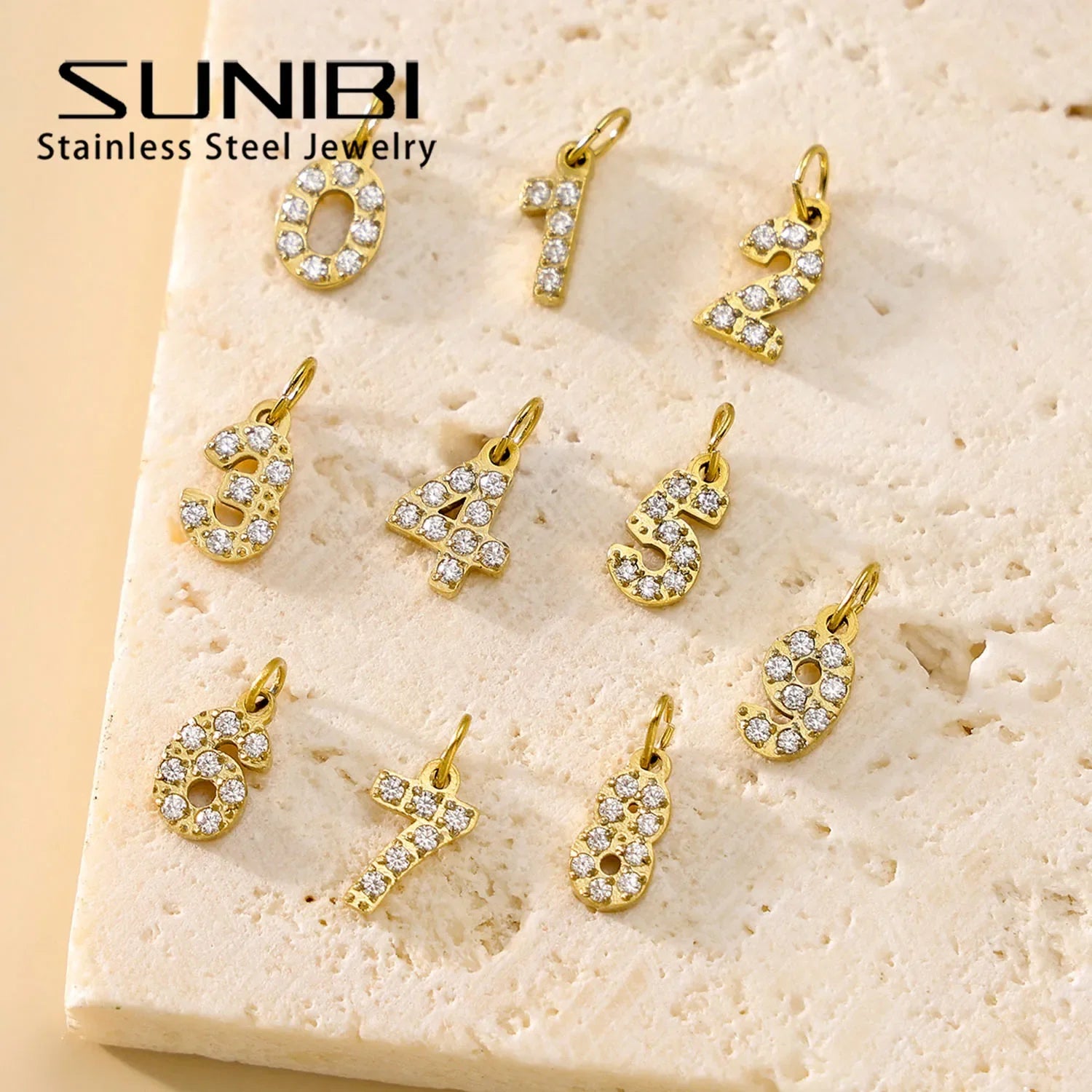 SUNIBI Stainless Steel DIY 26 Initial Pendant for Women Zircon Alphabet Charm Jewelry Making Anniversary Gift Customizable Name Vera Lux