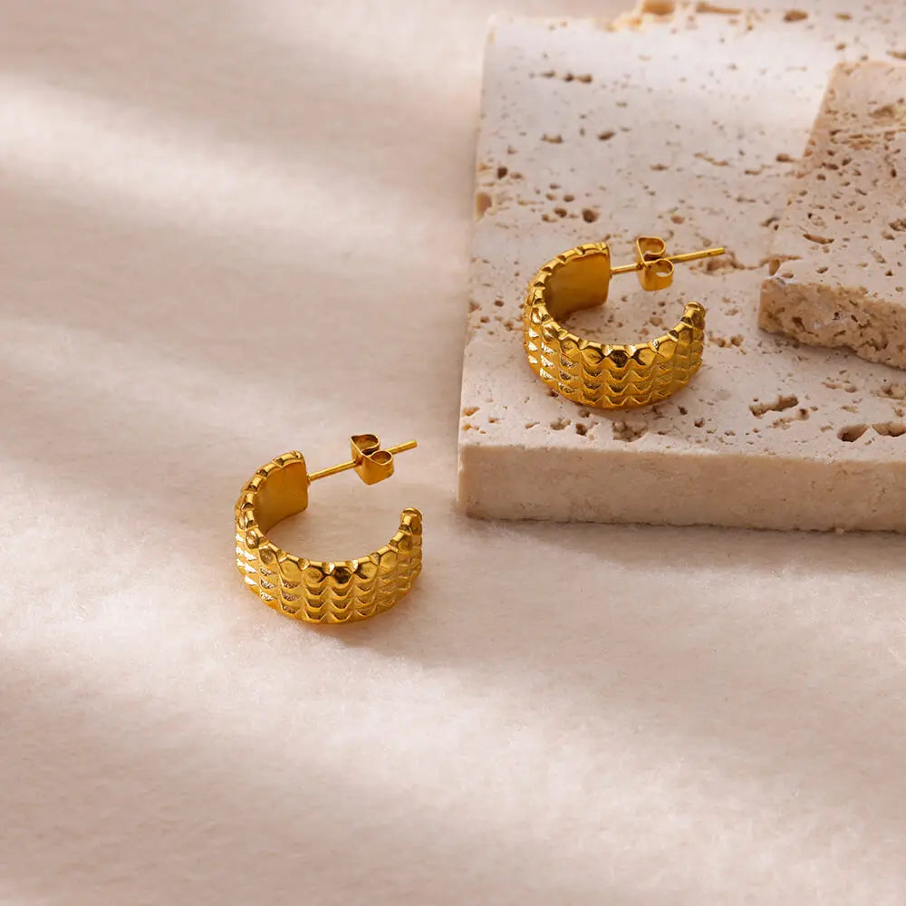 Trendy C-Shape Earrings For Women Stainless Steel Geometric Piercing Stud Earring 2024 New Fashion Party Jewelry Accessories Vera Lux