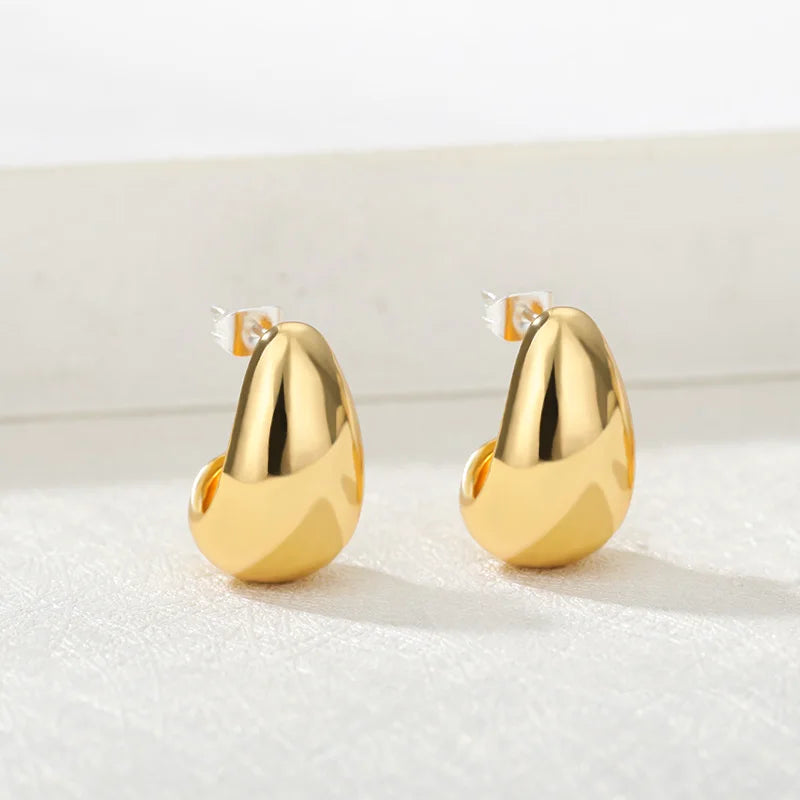C-shaped Shell Earrings for Women Stainless Steel Waterdrop Teardrop Hoop Earring Fashion Piercing Ear Accessories Party Jewelry Vera Lux