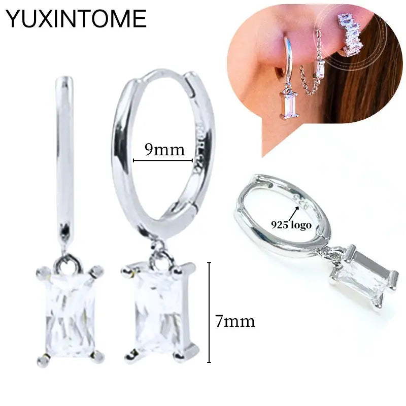 925 Sterling Silver Ear Needle Fashion Hoop Earrings White Crystal Luxury Women's Silver Earrings Wedding Women's Jewelry Gift Vera Lux