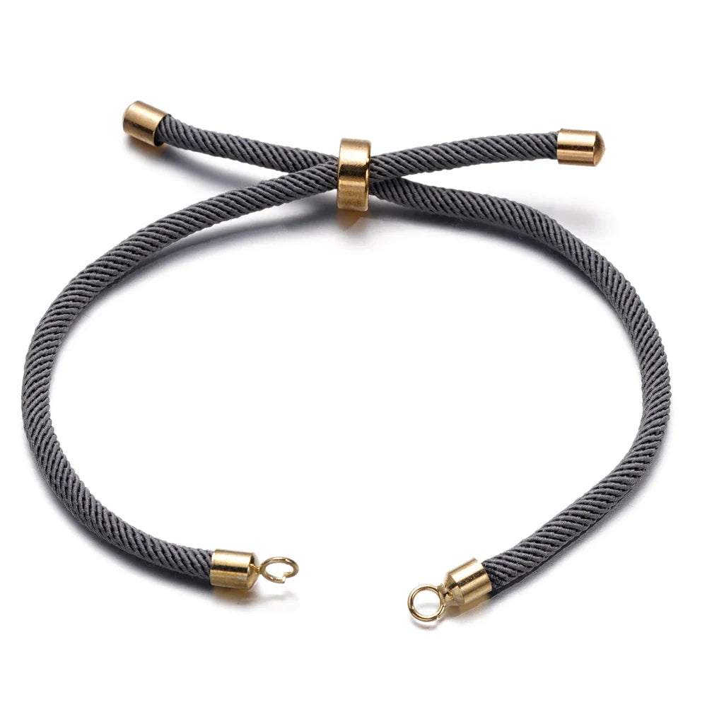 1pc Adjustable Nylon Braided Twisted Cords Slider Friendship Bracelets with Brass Cord End for Jewelry Making DIY Findings Vera Lux