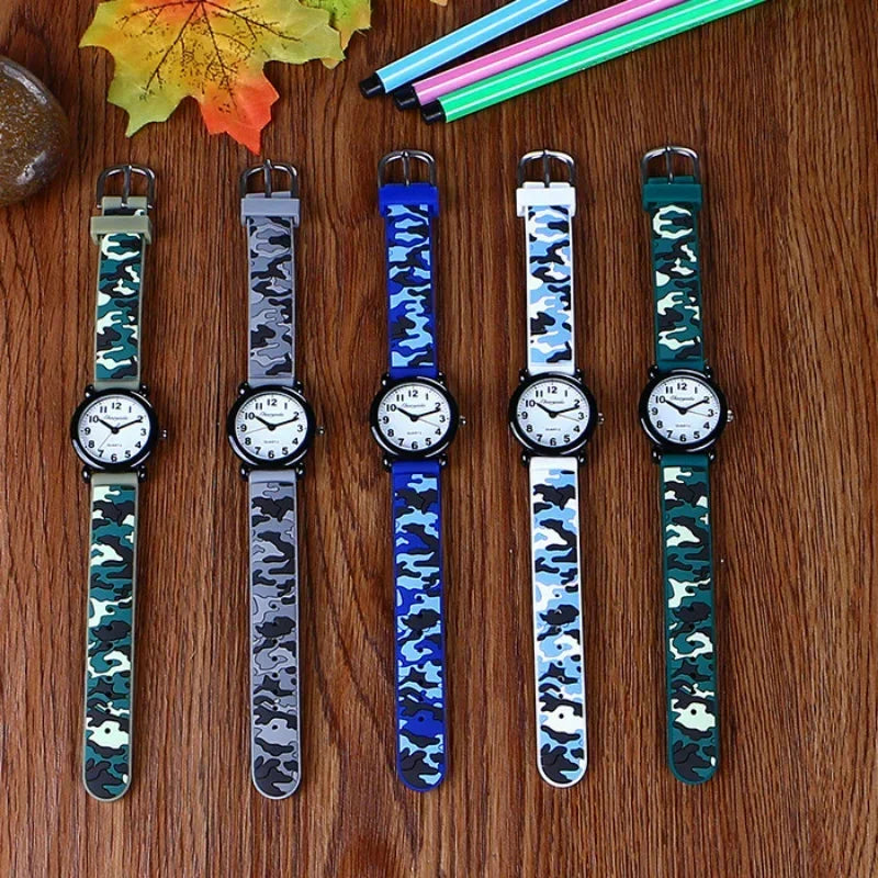 Brand Camo strap children's watch Cartoon Quartz Watches Student Boy Girl Sports Army Fan Cool Wristwatch Dropshipping Vera Lux