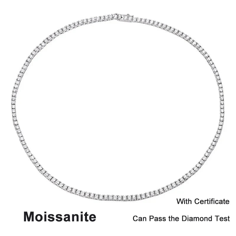 NeeTim 2.5mm Full Moissanite Tennis Necklace 925 Sterling Silver with Gold Plated Necklaces Neck Chain Fine Jewelry for Women Vera Lux